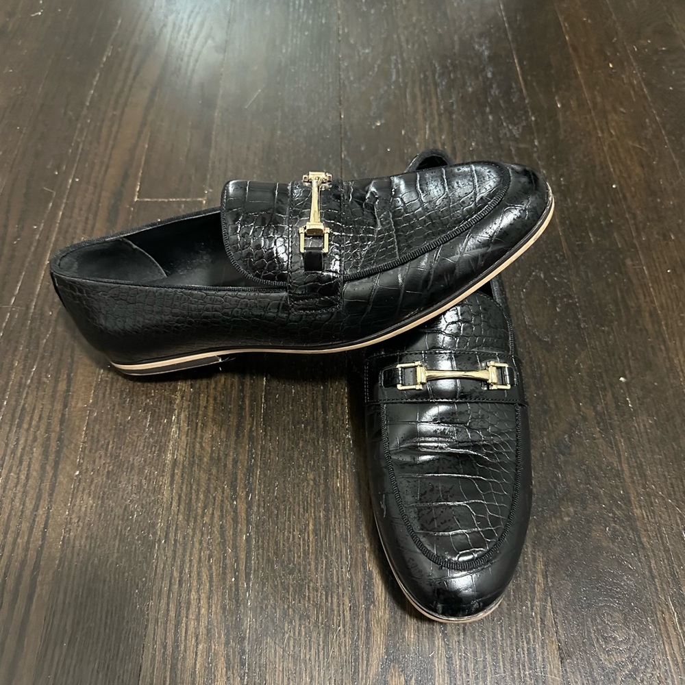 ASOS Black Crocodile Pattern Loafers - Picture 2 of 2